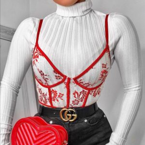 Style view of the one-piece mesh embroidery bodysuit floral lingerie set, an exquisite choice for intimate wear.