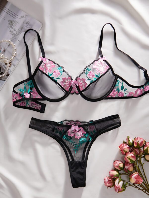 Flat Lay Pink Black Floral 2 Piece Set - Dreamy and Elegant Look