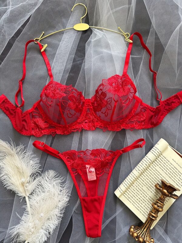 Charming Floral Lace Lingerie - Open Front View Sexy Intimates