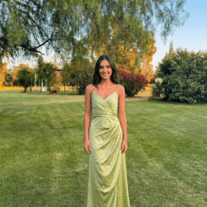 mint green satin wrap dress for women elegant party wear