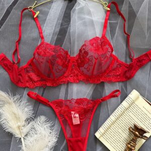 Charming Floral Lace Lingerie - Open Front View Sexy Intimates