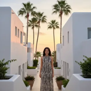 Monochrome Abstract Print Resort Maxi Dress