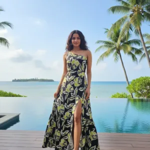 Island Ferns One-Shoulder Maxi