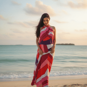 Coral Chevron Sunset Maxi Dress