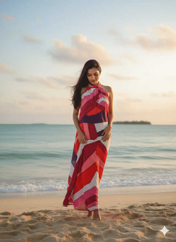 Coral Chevron Sunset Maxi Dress