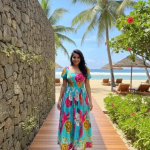 Pink Rose Floral  Maxi Dress