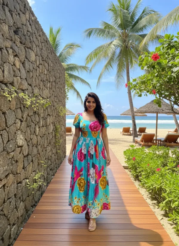 Pink Rose Floral  Maxi Dress