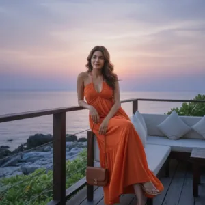 flowy resort wear maxi dress orange