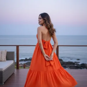 elegant backless halter maxi dress
