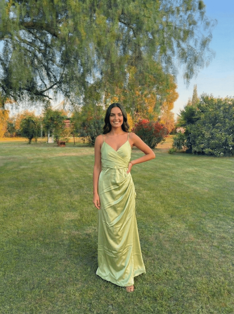 Elegant Mint Green Satin Wrap Dress for Women  Party & Evening Maxi | eeyom