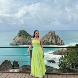 Lime Green Tiered Chiffon Resort Maxi Dress