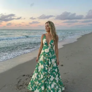 tropical floral maxi dress for women beach vacation